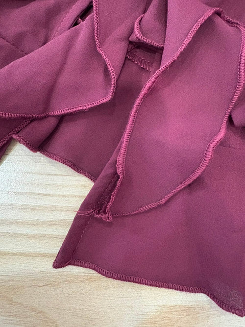 Juliette Ruffle Top in Burgundy - REVIVED FINDS
