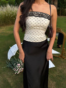 Florence Lace Top in White Polka Dot