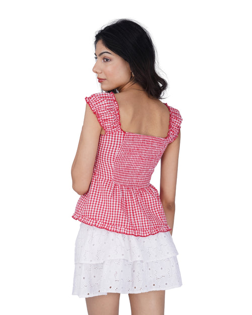 Bambi Top in Red Gingham