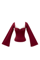 Belle Full Sleeves Sculpting Top in Crimson