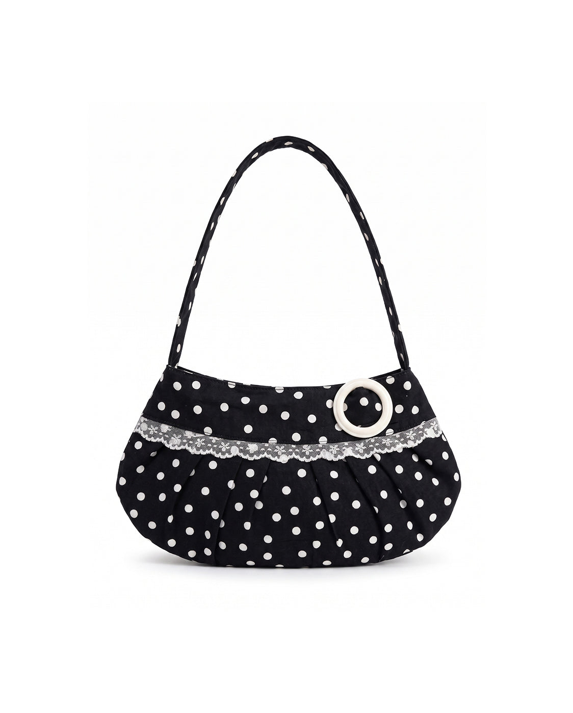 Lucy Shoulder Bag in Black Polka Dot