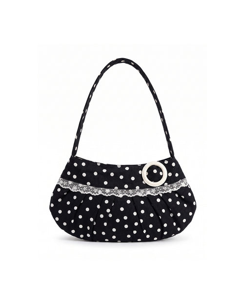Lucy Shoulder Bag in Black Polka Dot