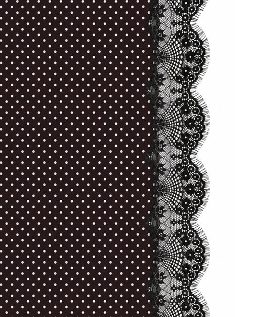 Celine Lace Satin Scarf in Black Polka Dot