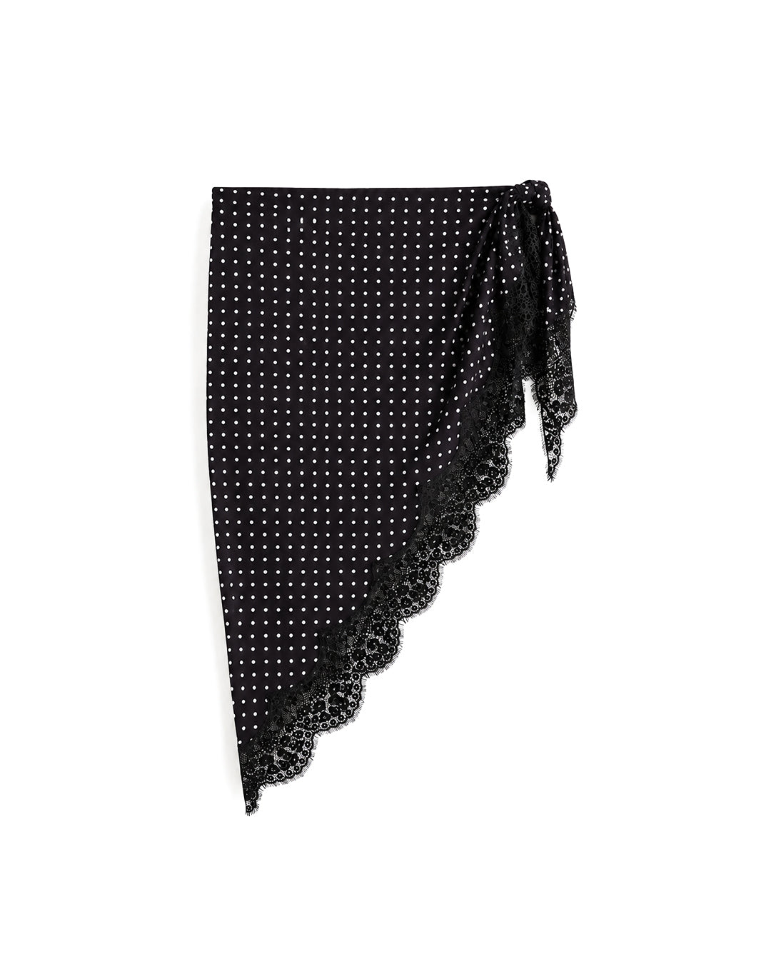 Celine Lace Satin Scarf in Black Polka Dot
