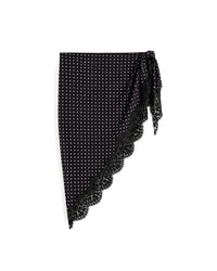 Celine Lace Satin Scarf in Black Polka Dot