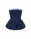 Bubble Top in Navy Polka Dot