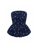 Bubble Top in Navy Polka Dot