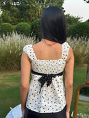 Babydoll Ribbon Top in Polka Dot