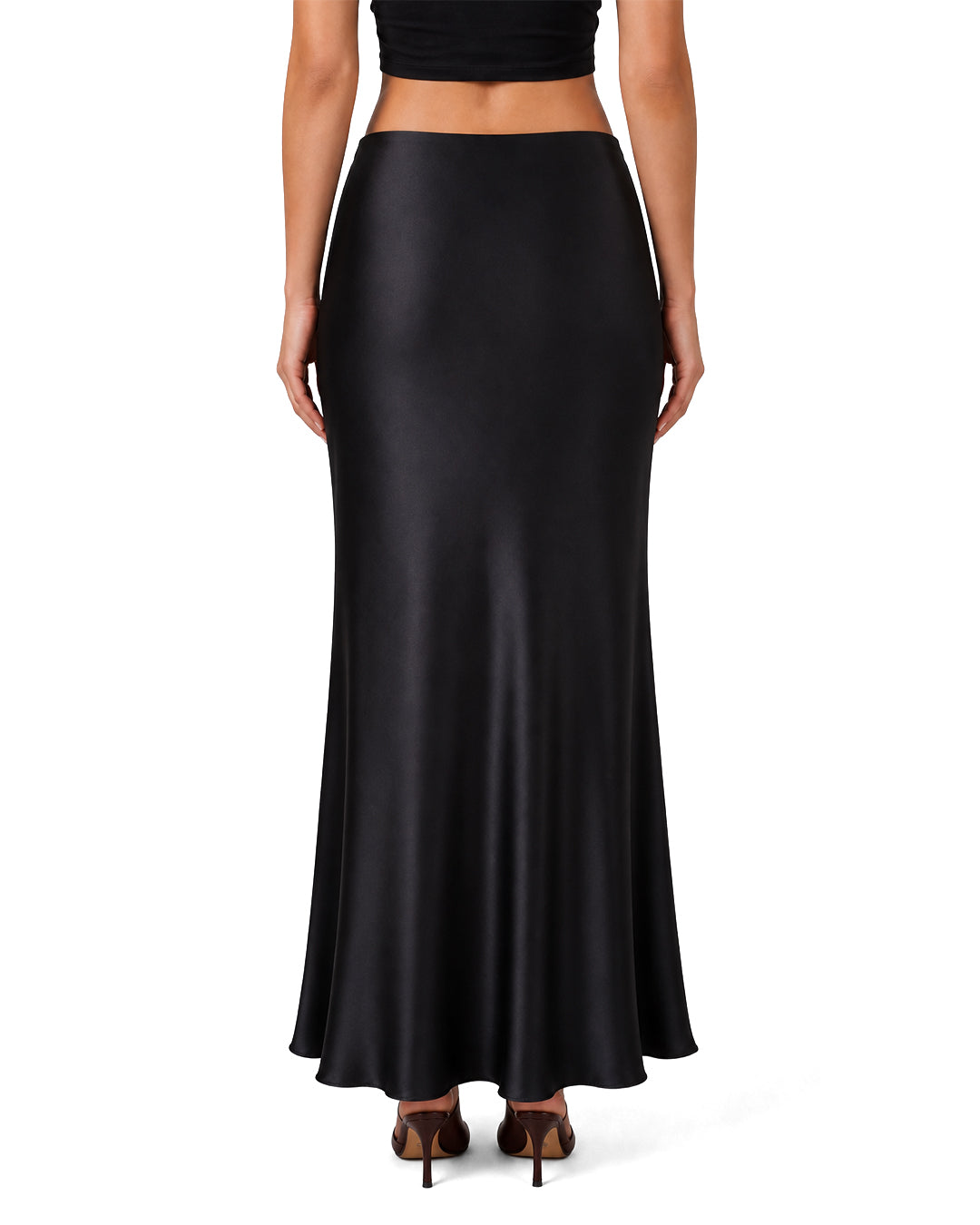 Celine Satin Skirt in Black