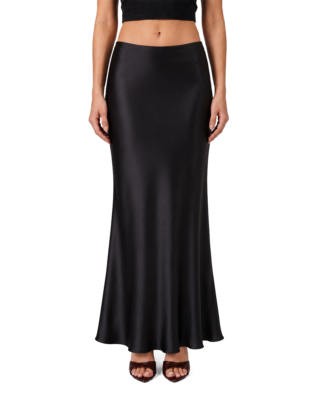 Celine Satin Skirt in Black