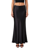 Celine Satin Skirt in Black