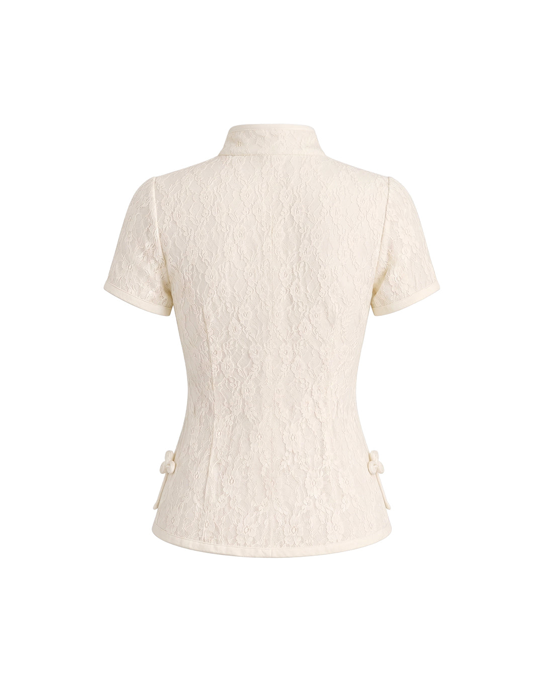 Mandarin Lace Top in Cream