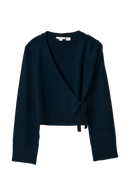 Cropped Wrap Pullover in Navy