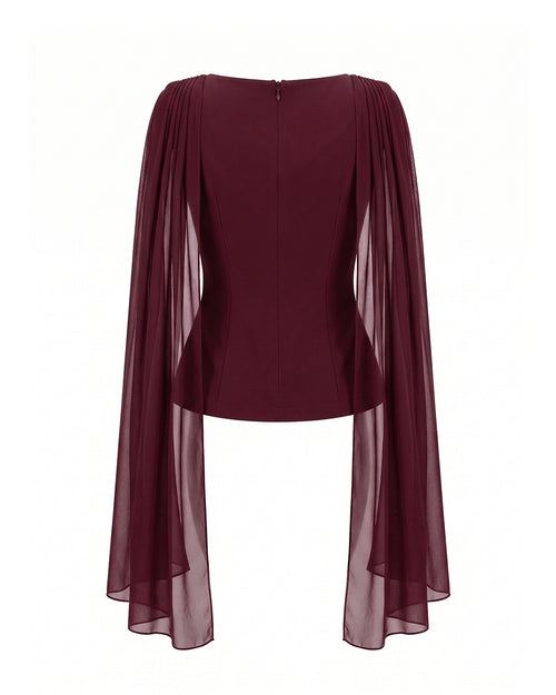 Audrey Dupatta Top in Burgundy