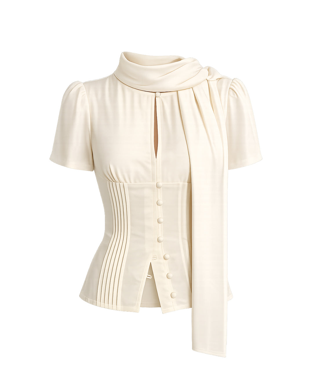 Sylvie Top with Scarf in Cream