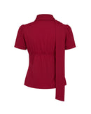 Sylvie Top with Scarf in Crimson