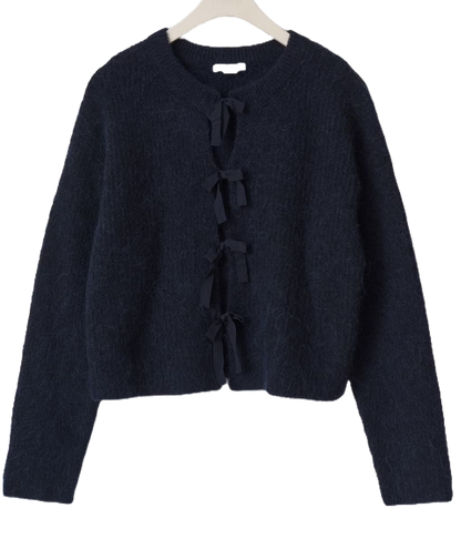 Isabelle Ribbon Cardigan in Navy (XS-3XL)