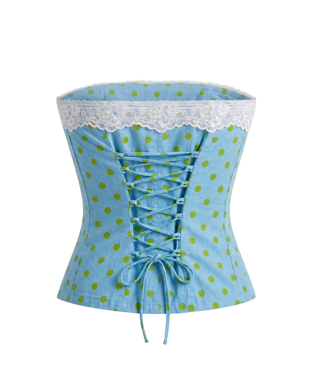 Florence Lace Top in teal polka dot
