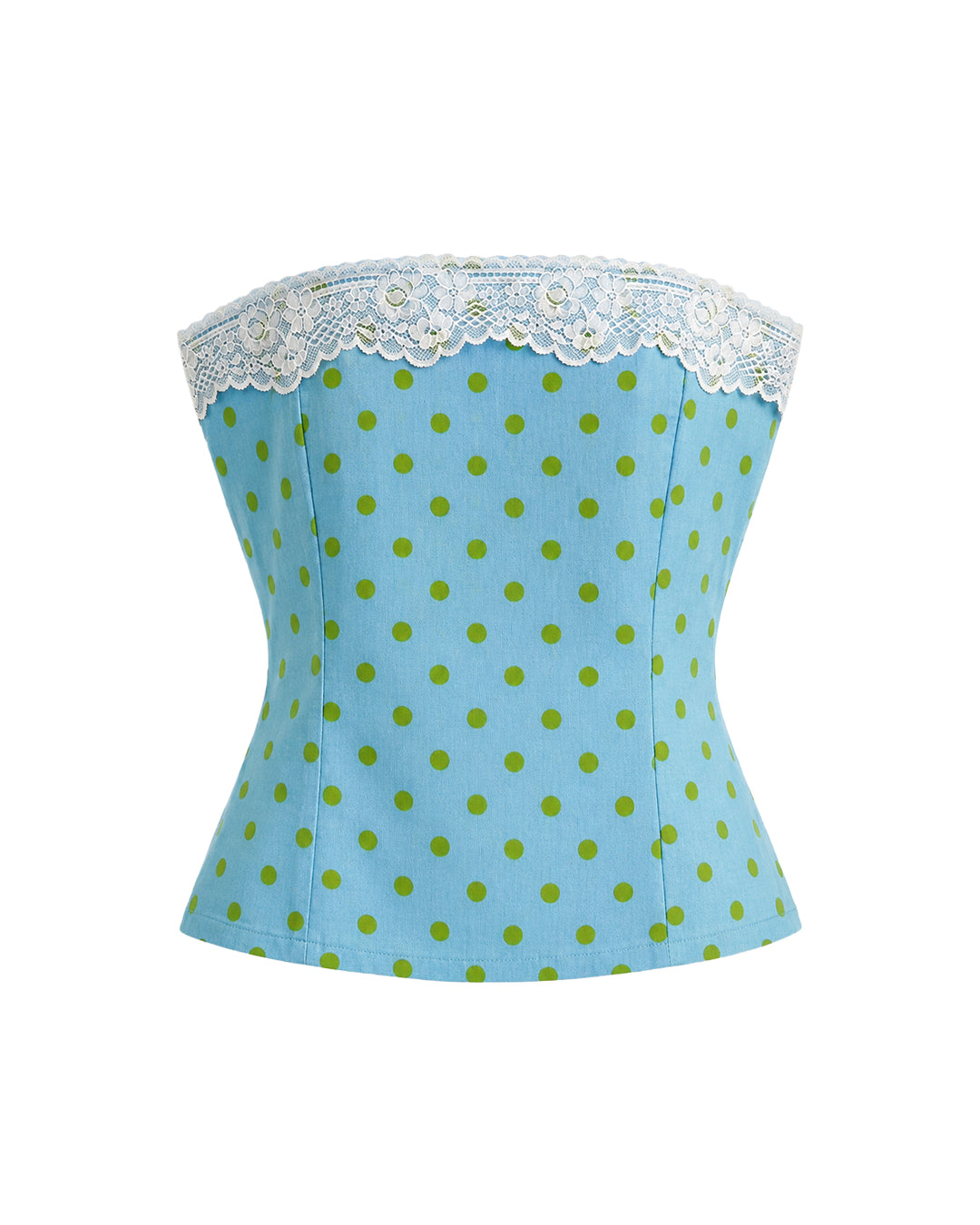 Florence Lace Top in teal polka dot
