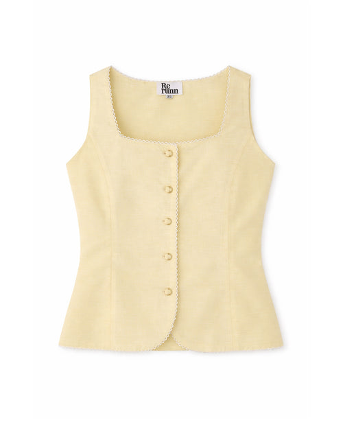 Gigi Linen Vest in Butter Yellow