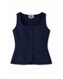 Gigi Linen Vest in Navy