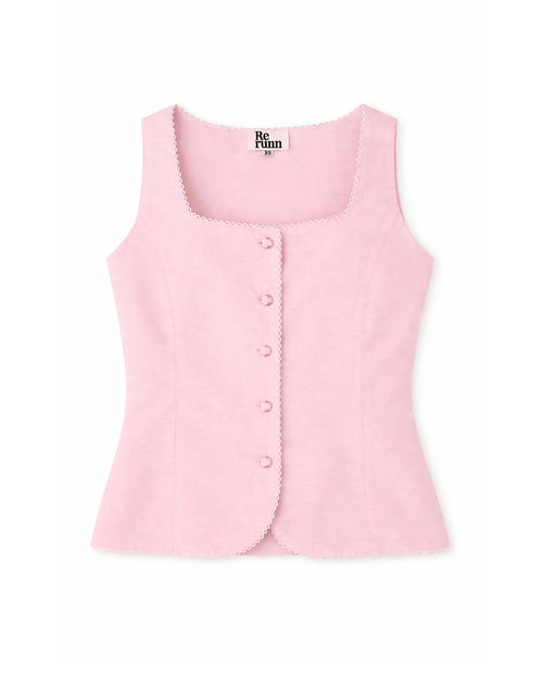 Gigi Linen Vest in Pink