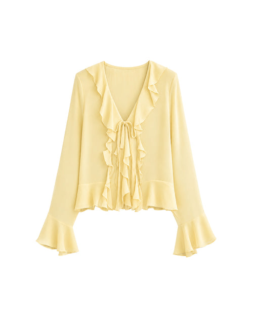Juliette Ruffle Top in Butter Yellow