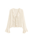 Juliette Ruffle Top in Cream