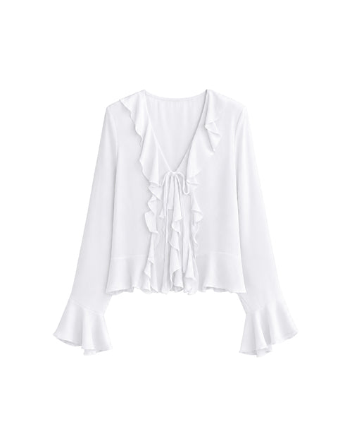 Juliette Ruffle Top in White