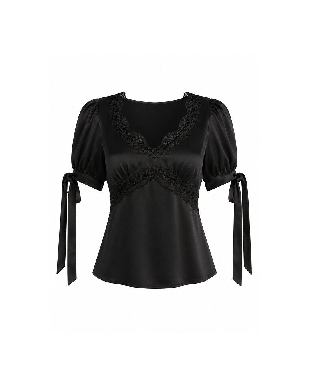 Lucine Satin Top in Black