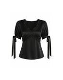 Lucine Satin Top in Black
