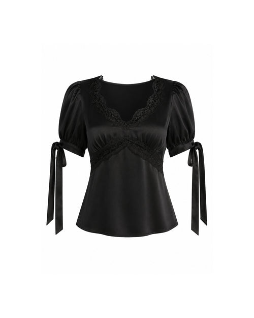 Lucine Satin Top in Black