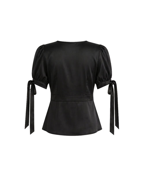 Lucine Satin Top in Black