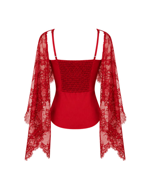 Eternal Muse Dupatta Top in Crimson