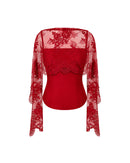 Eternal Muse Dupatta Top in Crimson