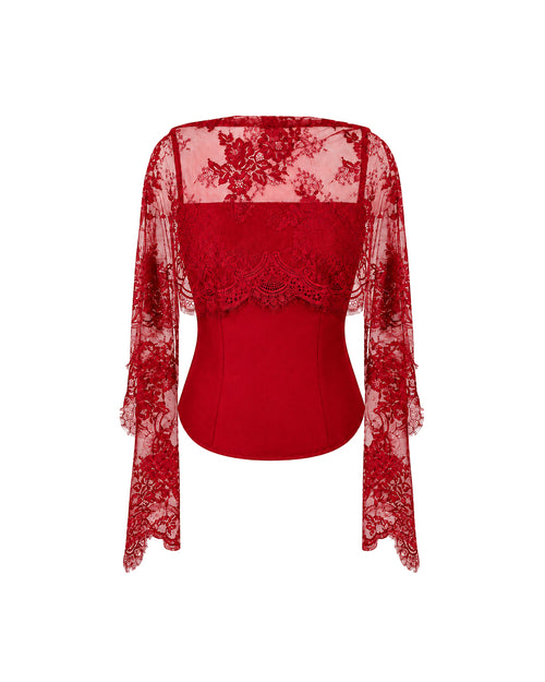 Eternal Muse Dupatta Top in Crimson