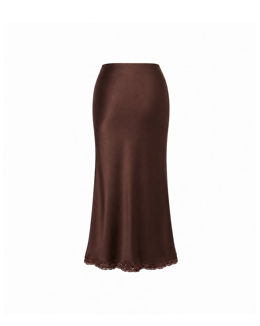 Camille Lace Satin Skirt in Espresso