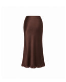 Camille Lace Satin Skirt in Espresso
