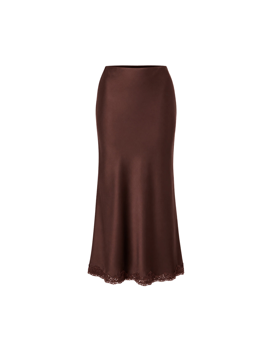 Camille Lace Satin Skirt in Espresso