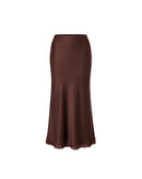 Camille Lace Satin Skirt in Espresso