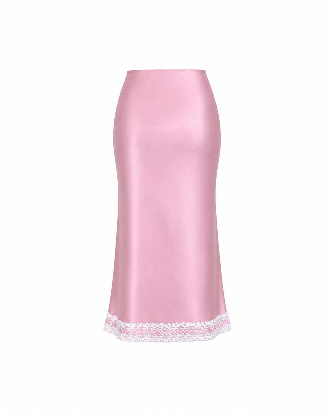 Camille Lace Satin Skirt in Blush