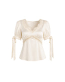 Lucine Satin Top in Cream