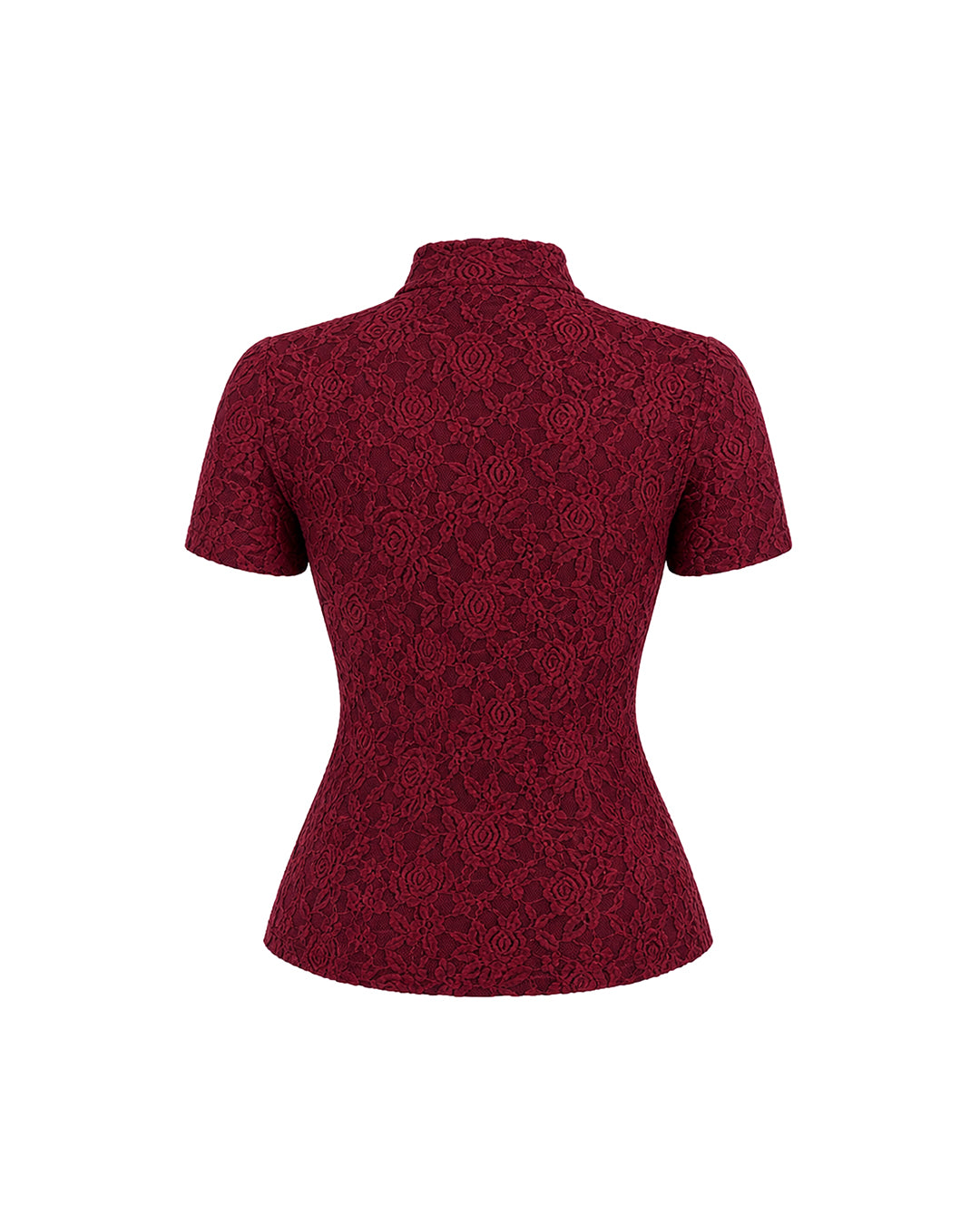 Mandarin Lace Top in Burgundy