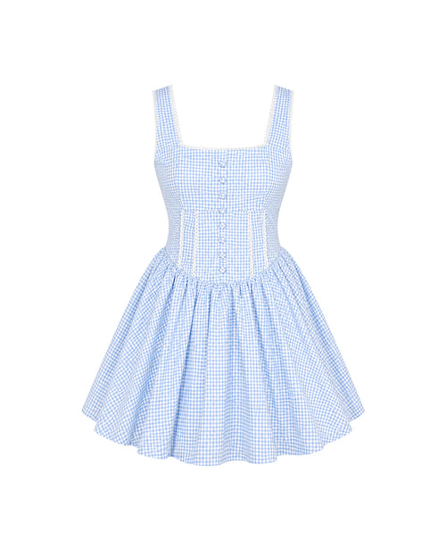Aurora Princess Dress in Blue Gingham