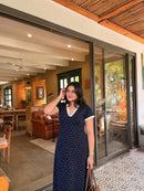 Eleanor Dress in Navy Polka Dot