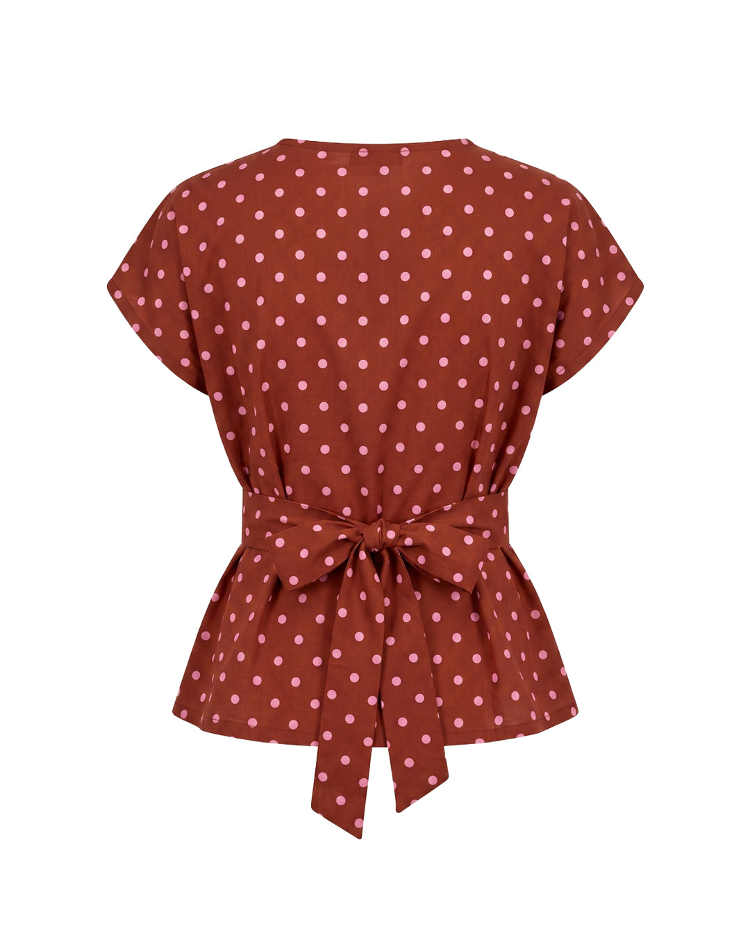 Lizzie Top in Brown Polka Dot