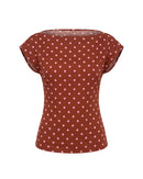 Lizzie Top in Brown Polka Dot