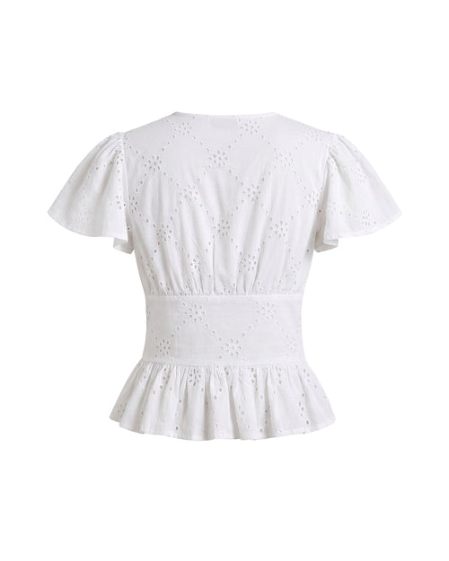 Vivienne Top in White Eyelet