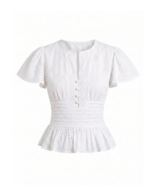 Vivienne Top in White Eyelet