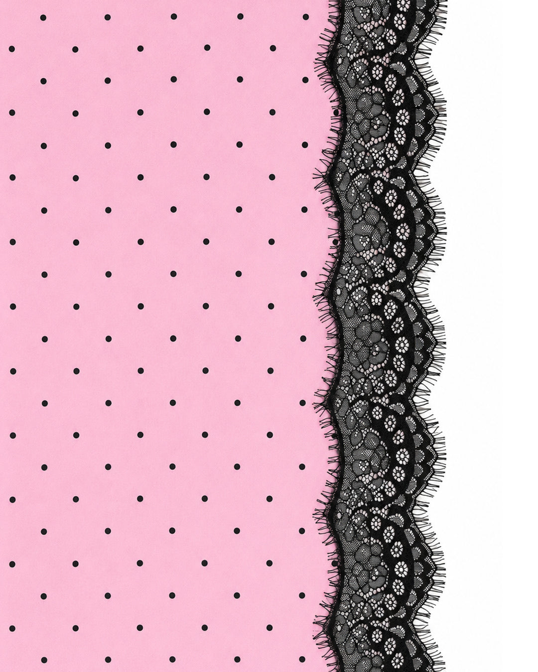 Celine Lace Satin Scarf in Pink Polka Dot